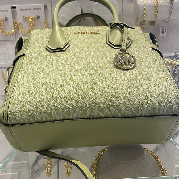 Michael Kors Mercer Small Top Zip Belted Satchel Crossbody Handbag Bag Shoulder - Picture 8 of 16